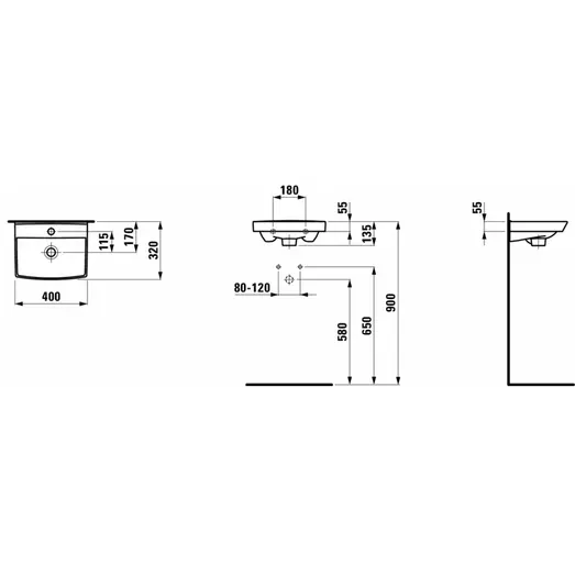 Laufen Pro N håndvask 320x135x400 hvid