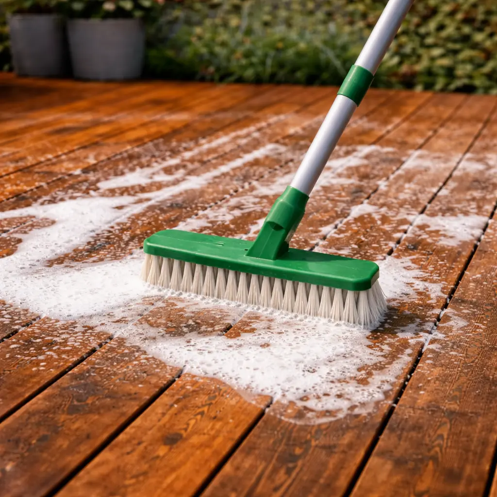 rensning af terrasse med trærens