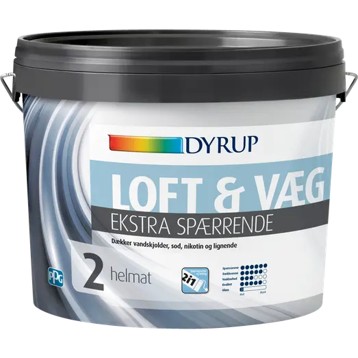 Dyrup loft- og vægmaling ekstra spærrende 2 hvid 4,5 L