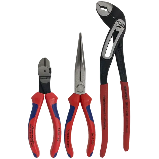 Knipex tangsæt kraft-sidebider/fladrundtang/vandpumpetang