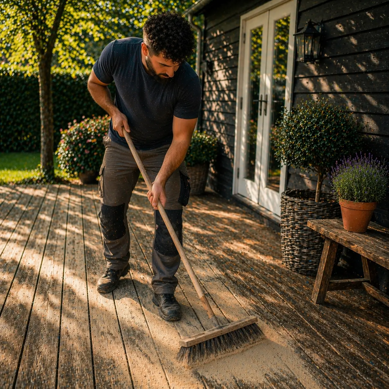 slibestøv fejes væk