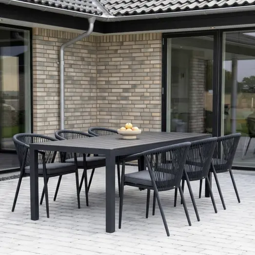 Guldborg havemøbelsæt med 6 Dragør stole grå 