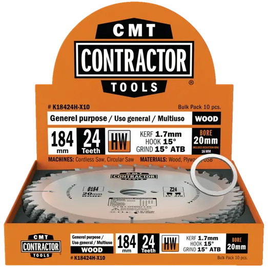 CMT contractor klingesæt Ø184x1,7x20 mm Z24W 10 stk.