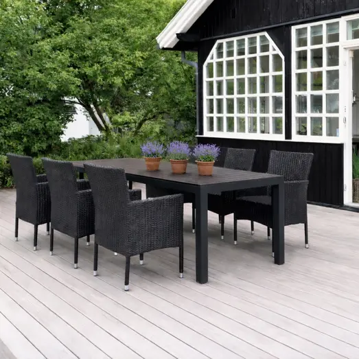 Guldborg havemøbelsæt med bord og 6 stole sort