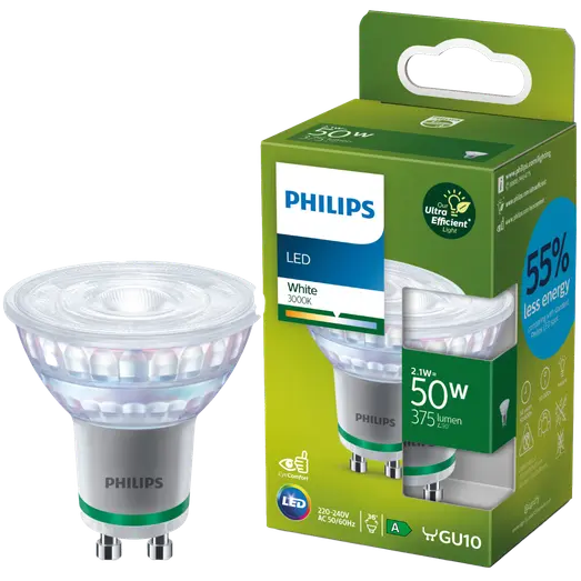 Philips LED-spot GU10 hvid 2,1-50W 