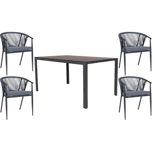 Guldborg havemøbelsæt med 4 Dragør stole grå 