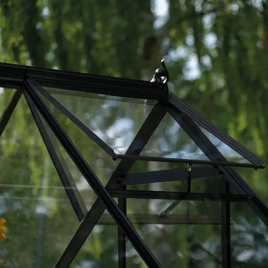 Halls ICON 6 3,7 m² sort m/3 mm delt glas og fundament