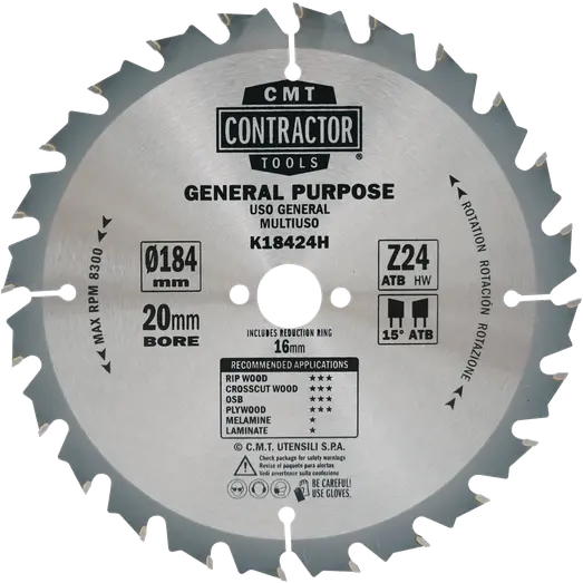 CMT contractor klingesæt Ø184x1,7x20 mm Z24W 10 stk.