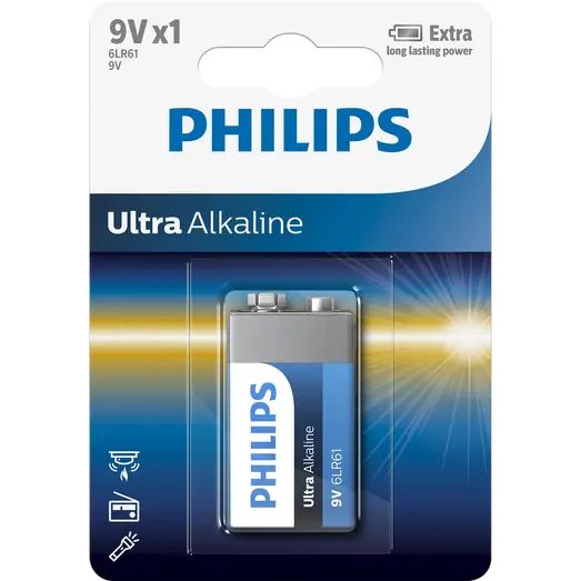 Philips Ultra alkaline 6LR61 batteri 1 stk.