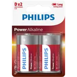 Philips Alkaline LR20 batteri 2 stk.