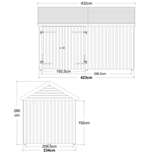 Plus Classic Multi Havehus 10 m²  2 moduler m/dobbeltdør og lukket front