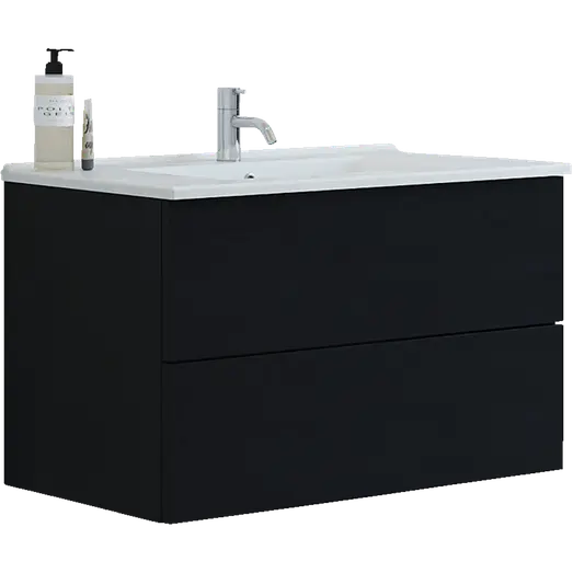 Scanbad Aria badmøbel m/vask, 2 skuffer, sort eg