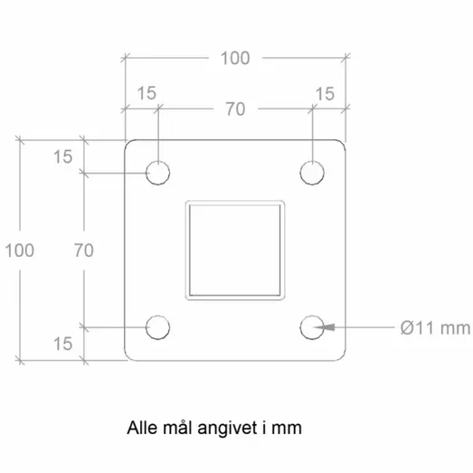 Plus stålstolpe m/fod 45x45 mm galvaniseret