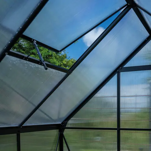 Halls ICON 6 3,7 m² sort m/4 mm polycarbonat og fundament