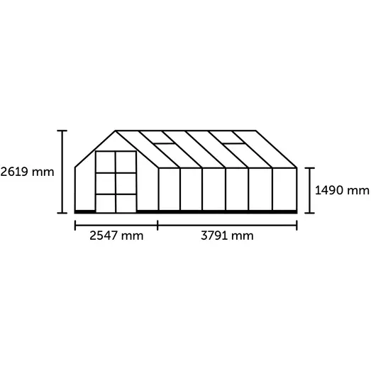 Halls ICON 8 9,7 m² sort m/3 mm delt glas og fundament