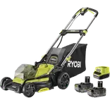 Ryobi RY18LMX40C-240 18V ONE+ plæneklipper 2x 4,0Ah batteri og lader