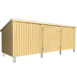Plus Nordic Multi Havehus 14 m² 3 moduler m/dobbeltdør og lukket front tagpap/alulister/stolpefødder