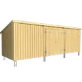 Plus Nordic Multi Havehus 14 m² 3 moduler m/dobbeltdør og lukket front tagpap/alulister/stolpefødder