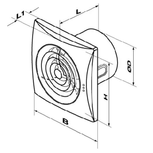 Duka ventilator PRO 30 TH fugt og tidsstyret - hvid - Ø100 mm