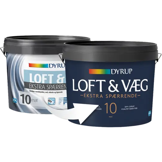 Dyrup loft og vægmaling ekstra spærrende 10 hvid 4,5 L