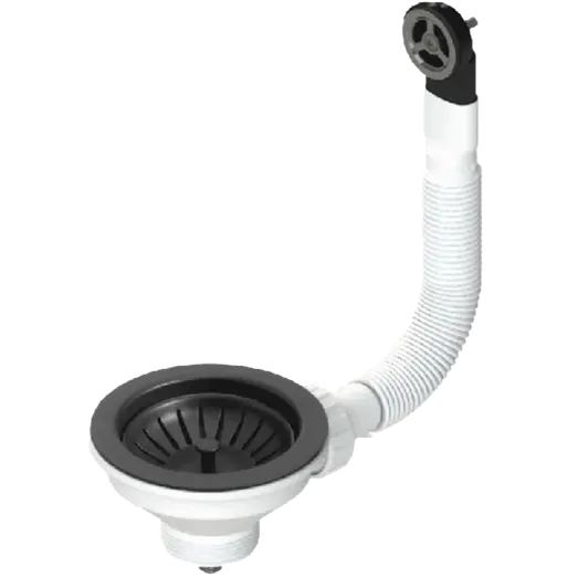 Flow FL41 bundventilsæt til køkkenvask sort PU