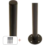 Plus Stålstolpe rund m/fod Ø42,4 mmx96 cm inkl. 1 stk. stolpeafdækning/bolte