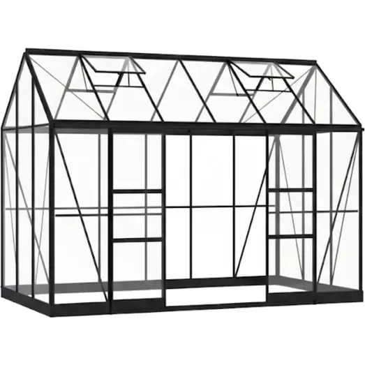 Halls ICON Planthouse 6 7,3 m² sort m/3 mm hærdet glas og fundament