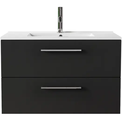 Badskab Milano med vask og 2 skuffer sort 80x45x60 cm