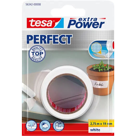 Tesa® extra Power Perfect hvid 2,75 m x 19 mm