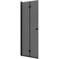 Scanbad foldedør 89x200cm sort/røgfarvet glas