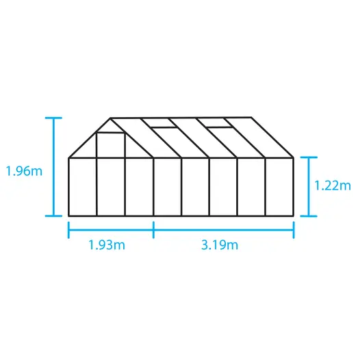 Halls Popular 106 drivhus sort med delt glas, inkl. sokkel 6,2 m²