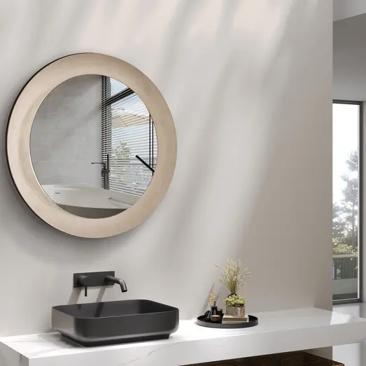 Milobad skål spejl med LED Ø85 cm messing