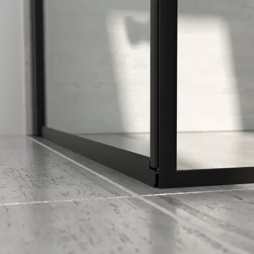 Scanbad brusevæg D 69x197,8cm mat sort/klart glas