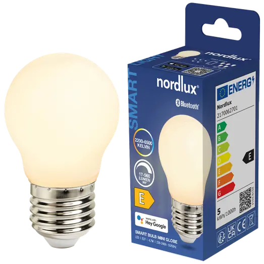 Nordlux smart pære LED E27 filament G45 4,7W hvid