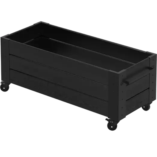 PLUS Cubic blomsterkasse m/hjul 120×50×48 cm sort