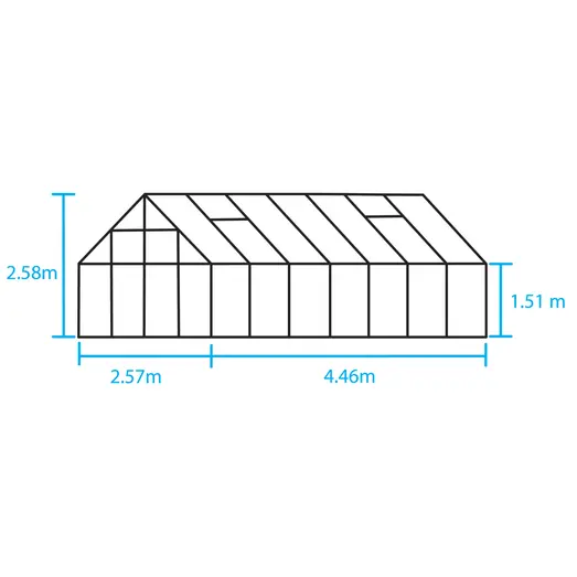 Halls Magnum 148 drivhus sort med hærdet glas, inkl. sokkel 11,5 m²