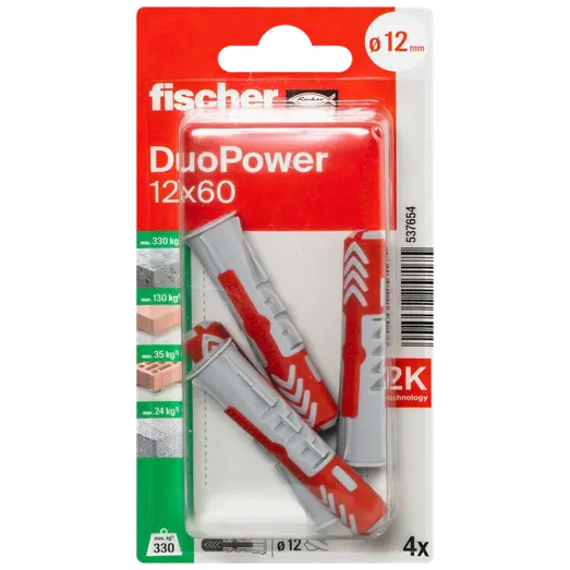 Fischer DuoPower universaldybel 12x60 mm 4 stk