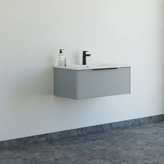 Scanbad NOW vaskeskab m/én skuffe 33,8x45,5 mat lyseblå glat front