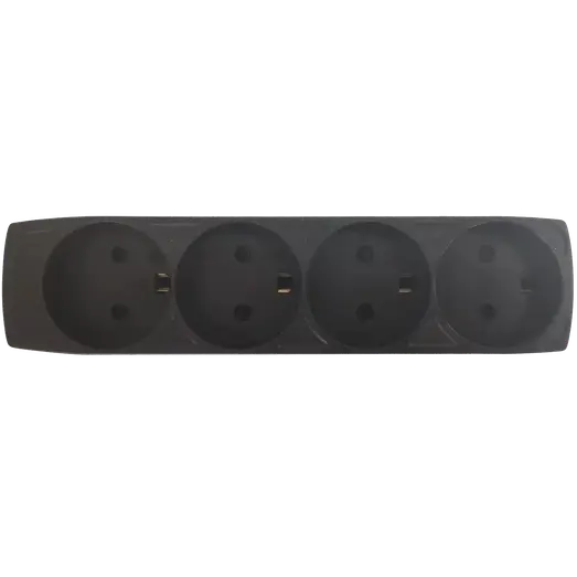 E-Line Stikdåse 4-Vejs med Jord sort