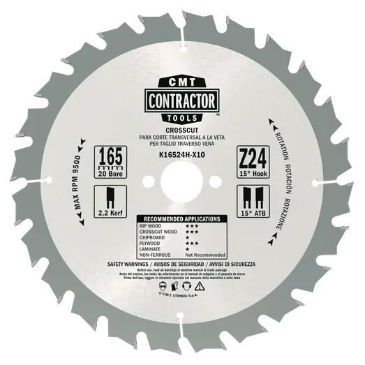 CMT savklinge Contractor 165x1,7x20 Z24W 10 stk pk