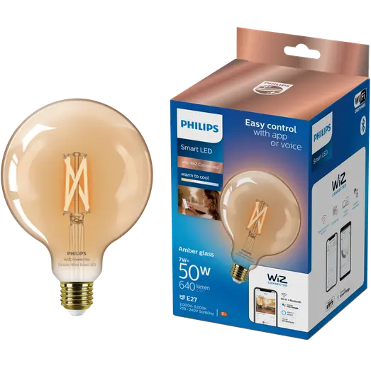 Philips Smart WiZ white LED pære E27 6,7W stor globe guld