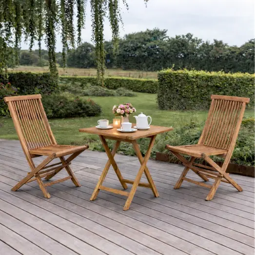 Alba/Bali cafésæt med bord og 2 stole teak