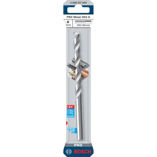 Bosch PRO Metal HSS-G-spiralbor, 8x109x165 mm