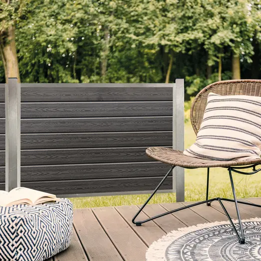 Kirkedal galvaniseret komposithegn forlængersæt 25 mm fer/not, sort