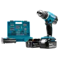 Makita DDF453SFX1 18V LXT bore/skruemaskine 2x3.0 Ah inkl. 75 dele tilbehør