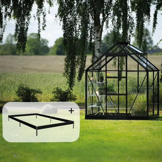 Halls ICON 6 2,5 m² sort m/3 mm hærdet glas og fundament