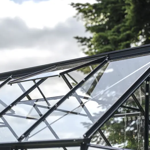 Halls ICON Planthouse 6 7,3 m² sort m/3 mm hærdet glas og fundament