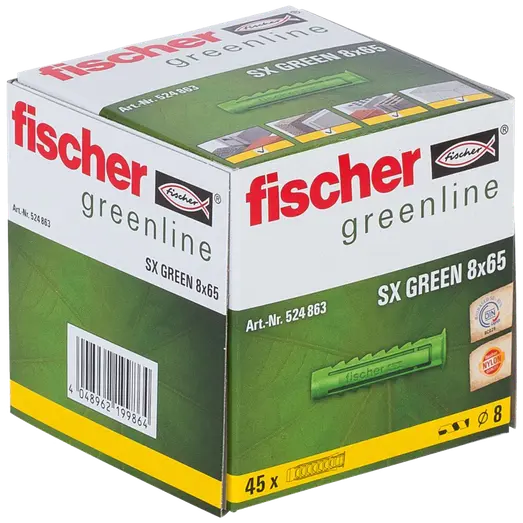 Fischer SX Green dyvel m/krave 8x65 mm 45 stk