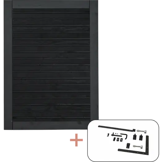 PLUS Plank enkeltlåge 100×125 cm sort PEFC inkl. sort beslag