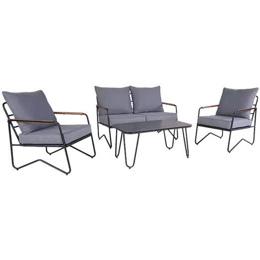 Høj sofasæt sort m/mørkegrå hynder